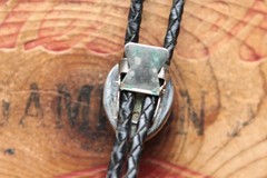 Vintage Native American Sterling Silver Turquoise Bolo Tie