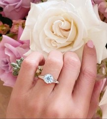 Platinum Vintage Engagement Ring 1.05ct. Lab Grown Euro-Cut Diamond