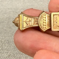 Vintage Antique Victorian Bar Brooch Etched Boat Scene Trombone Clasp 2 Inches