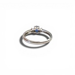 0.52ct. Blue Sapphire & 0.13cttw. White Diamond Ring in 14k White Gold 7US 2.46g