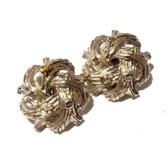 Vintage Gold Tone Twisted Vine Clip On Earrings Textured Organic Design