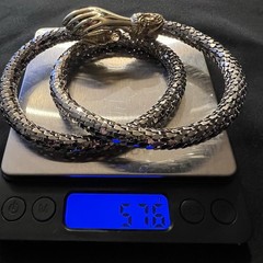 True Vintage DL Auld Silver Mesh Snake Choker Collar Necklace Earrings Set NOS