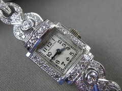 ANTIQUE LARGE 2.30CT OLD MINE DIAMOND PLATINUM HAMILTON WATCH F VVS/VS #14090