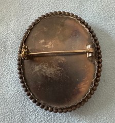 Victorian Brooch Hand-Painted on Porcelain, Sterling Silver Back