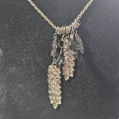 Dark gray silver tone necklace 37-39″