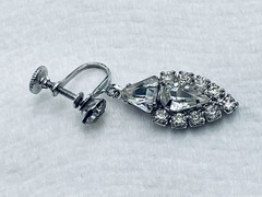 Clear Rhinestone Pear Shape with Halo Dangle Chandelier Earrings Silver Tone
