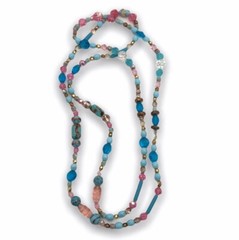 Womens Murano Glass Beaded Necklace Matched 56in Jewelry Vintage