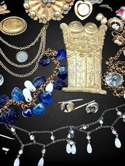 39pc Wearable & Repair Job Lot Antique Victorian Coral Glass Gold Filled Jewelry