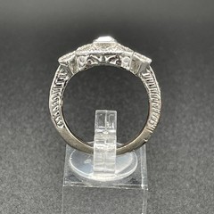 Vintage Art Deco Style Sterling Silver Designer Marked Inset Crystal Ring Size 9