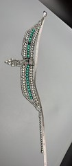 Hobe Signed Clear & Green Glass Rhinestone Necklace 16.5” With 3.75” Fringe VTG