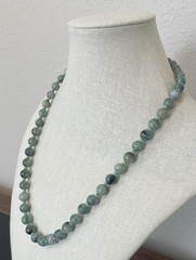 Vintage Jade Graduated Stamped Silver Hand Knotted Necklace For Women￼
