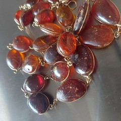 Vintage Bultic Amber Graduated Nuggets Wire Wrapped Necklace 24” 26g