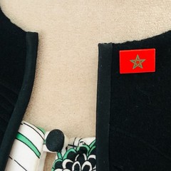 Ballou Morocco Moroccan Flag Lapel Tie Hat Pin Vintage Signed Jewelry Gift