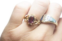 ANTIQUE ENGLISH 15K GOLD ALMANDINE GARNET COCKTAIL RING C1860 NO RESERVE