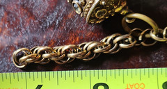 Vintage Benedikt N. Y. Etruscan Fob Charm Bracelet Chunky Etruscan Revival 7″