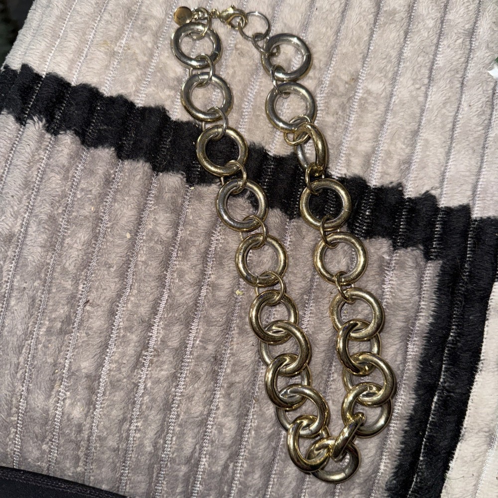 Vtg J. Crew Necklace Chunky Chain Link Gold Tone Classic Preppy Everyday Jewelry