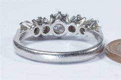 VINTAGE ENGLISH SOLID PLATINUM DIAMOND 5 STONE RING c1980’s – 1.35ct.