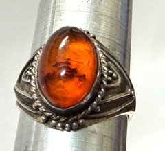 Vintage 925 Sterling Silver Baltic Amber Ring – Size 5.25