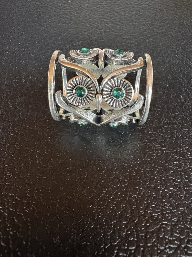 Vintage Silver Tone Scarf Ring With Owl Cutouts