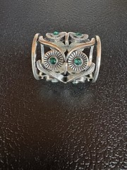 Vintage Silver Tone Scarf Ring With Owl Cutouts