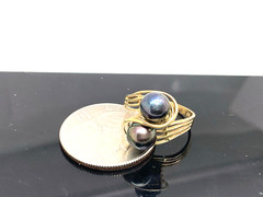 Black Purple Pearl Cocktail Ring 14k Yellow Gold Estate Jewelry Women’s Size 6.5