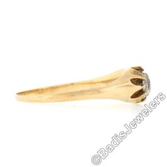 Antique Victorian 14k Gold 0.68ctw GIA Old Mine Belcher Prong Diamond Band Ring