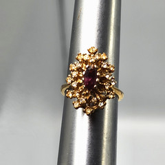 Vtg 1970s Vargas Mfg. Co. Stamped 18K H.G.E. Faux Amethyst Cocktail Ring Sz 6