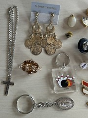 Vintage Jewelry Mixed Lot Earrings Necklaces Keychain Pin Gold Tone Silver AS IS