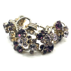 Juliana D&E Bracelet Size 6 Purple Chaton Clusters 5 Link Vintage Verified #6522