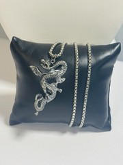 Vintage Silver Tone Chinese Magic Infinity Dragon Men’s Gothic Pendant Necklace