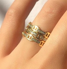 Dainty Anchor Mariner Link Chain Ring 18K Gold Filled Sterling Silver | Size 9