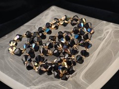 Vintage Lucite Faceted Black Aurora Necklace Mid Century Decorative Clasp 19″