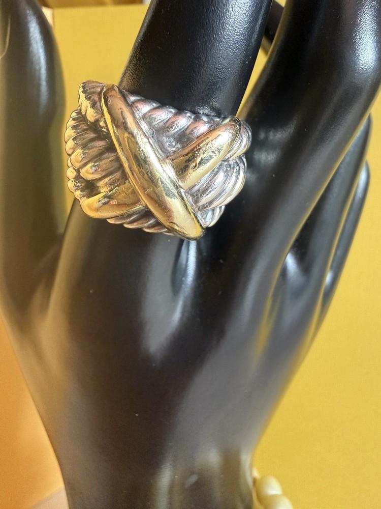 VTG One Owner / DAVID YURMAN triple cable 14kt GOLD “X” ring / Size 8.5 / 12.9 G