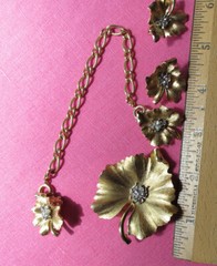Crown Trifari Alfred Philippe Bug Pin+Clip+Sweater guard Brushed Gold set FREE H