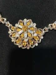 Vtg 70’s Marked Barclay’s Orange & Clear Rhinestone Statement 14 In Necklace