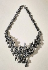 Guy Vidal large Modernist Brutalist ‘hidden bird’ silver plated pewter Necklace