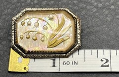 VTG Art Nouveau Deco Lily of the Valley In Glass Silver Tone Brooch Pin C Clasp
