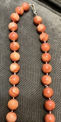 Vintage 50’s-60’s Hong Kong Mqrbled Orange Salmon Color Bead Necklace 28 Inches