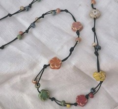 Multicolor Ceramic Bead Porcelain Necklace Bohemian Long Necklace Hippie Boho