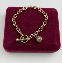 Ross Simons 14K Gold Overlay Sterling Silver Amethyst Chain Bracelet 7.5″ Long