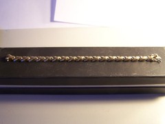 VINTAGE ESTATE DESIGNER BRUSH GOLDWASH STERLING SILVER TENNIS BRACELET 7 1/4″