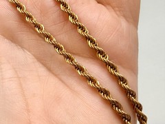 Vintage Signed Monet Necklace Gold Tone Rope Chain 24 inch Classic 1980s Estate