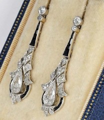 Vintage Art Deco Style Lab Created Diamond Drop Dangle 14K White Gold FN Earring