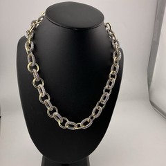 Necklace Chunky Chain 16-18”L 2.2 Ozs Silver/Gold Tone Mixed Modern Urban Glam