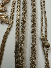 Vintage Costume Jewelry Lot 12 Pairs Earrings & 17 Necklaces Gold & Silver Tone