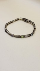 JJ Creation Signed Gold on Sterling Silver Multi Gemstone Bar Link Bracelet 12g