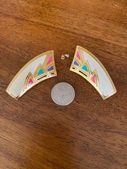 Vintage Berebi Statement Earrings Gold White Pink Red Teal Purple Pierced