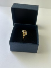 Vintage Clear Cubic Zirconia Ring Gold Plated Womens Size 10