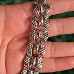 Vintage Monet Silver Chain Necklace Collar Chunky Wide 70s Signed Links