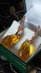 Vintage 1990s 14 Ct Rolled Gold Citrine Zircons Earrings – Hallmarked 585 !!